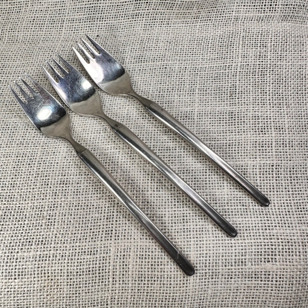 Anoxin Germany Stainless Salad Forks Set of 3 Mid Century Flatware Replacement